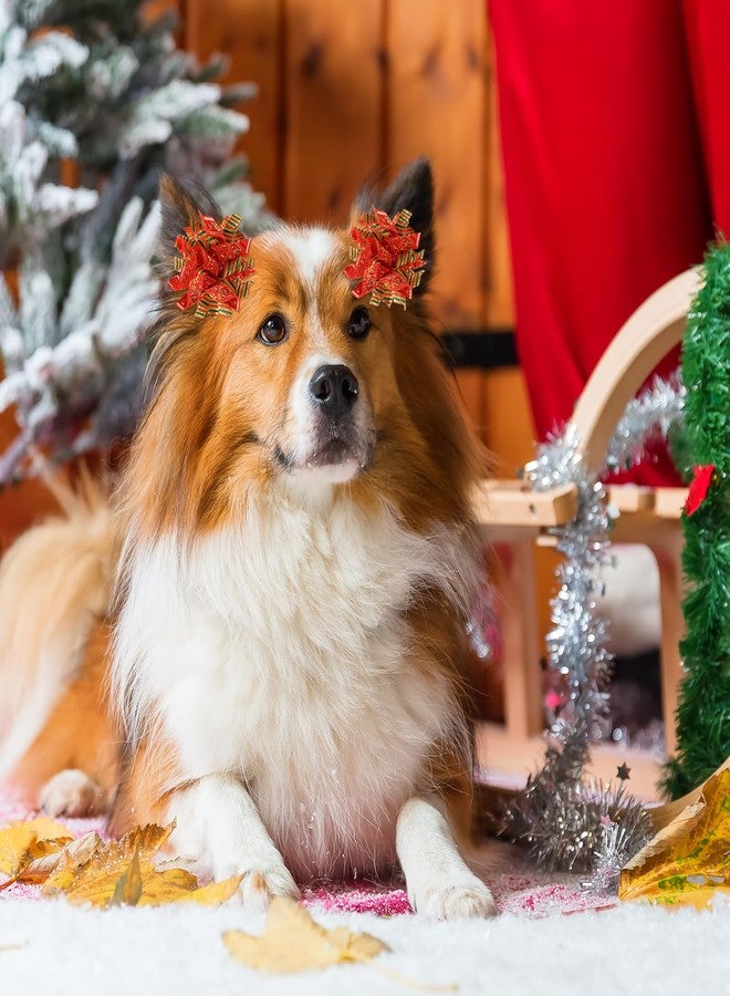 مجموعة SilTriangle من 50 قطعة من ربطات شعر الكلاب لعيد الميلاد مع أربطة مطاطية، إكسسوارات شعر الحيوانات الأليفة لعيد الميلاد، ربطات شعر لتزيين الجراء والقطط الصغيرة (أنماط متنوعة) - Image 5